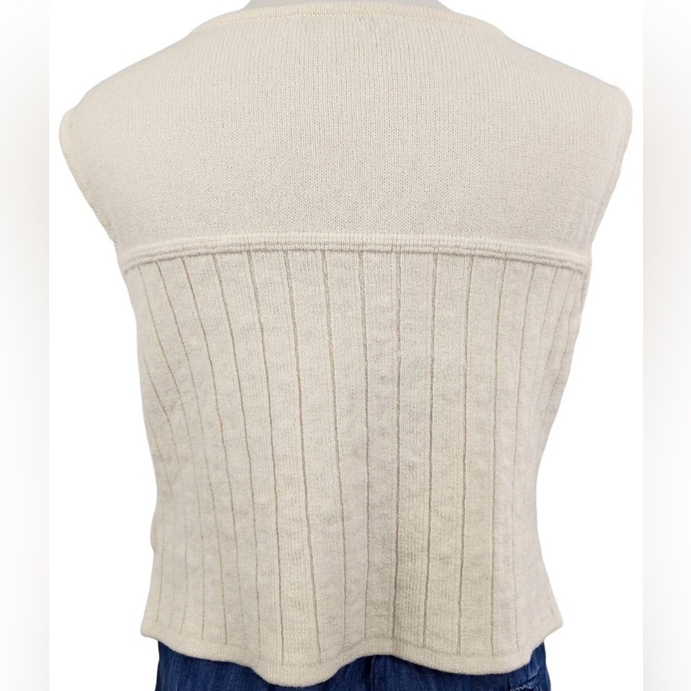 St. John Cream Ribbed Tank Top w SJ Appliqué- Sz M GUC - Picture 2 of 9